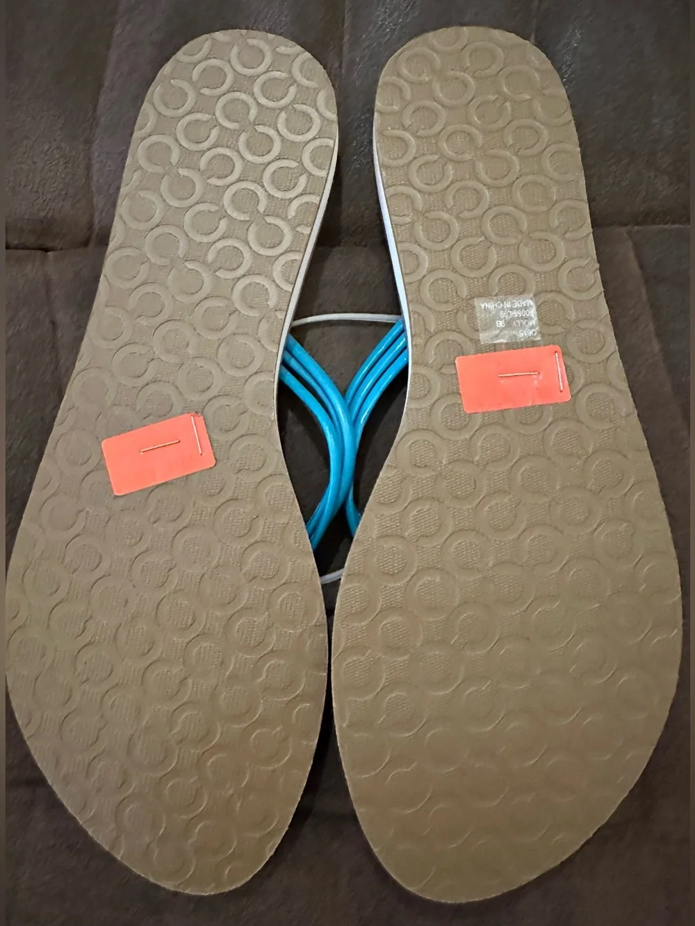 Vintage Y2K Coach Molly Metallic Teal Leather Knot Thong Sandals Size 9 New - Picture 4 of 4